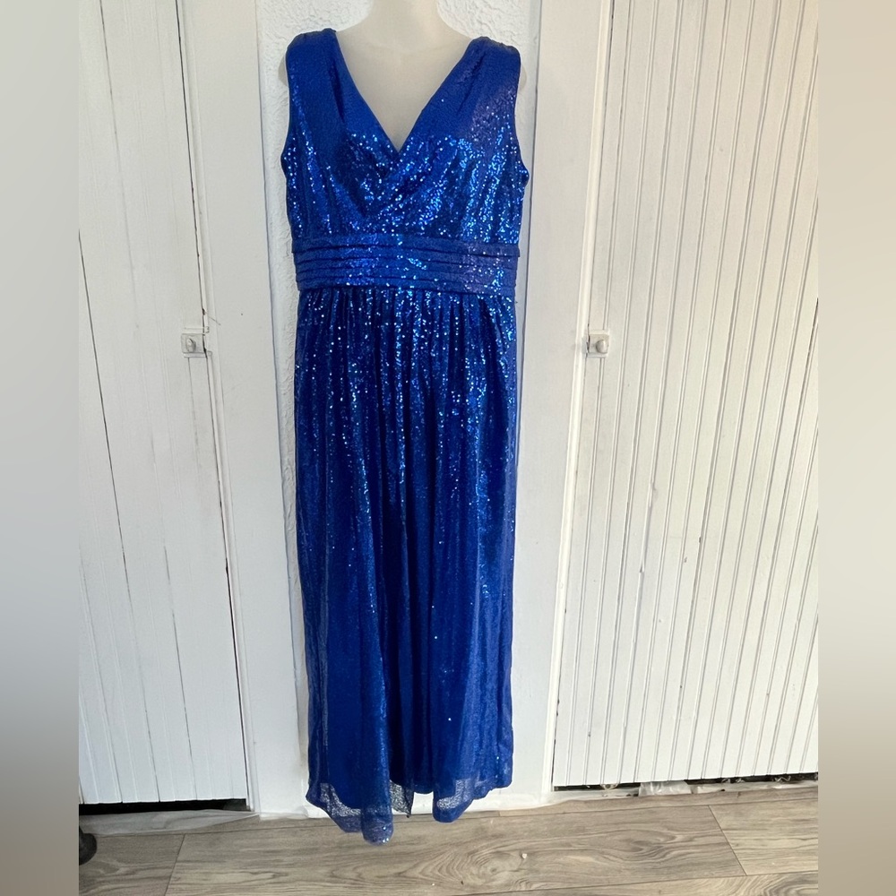 Blue Sequin Sleeveless Dress
